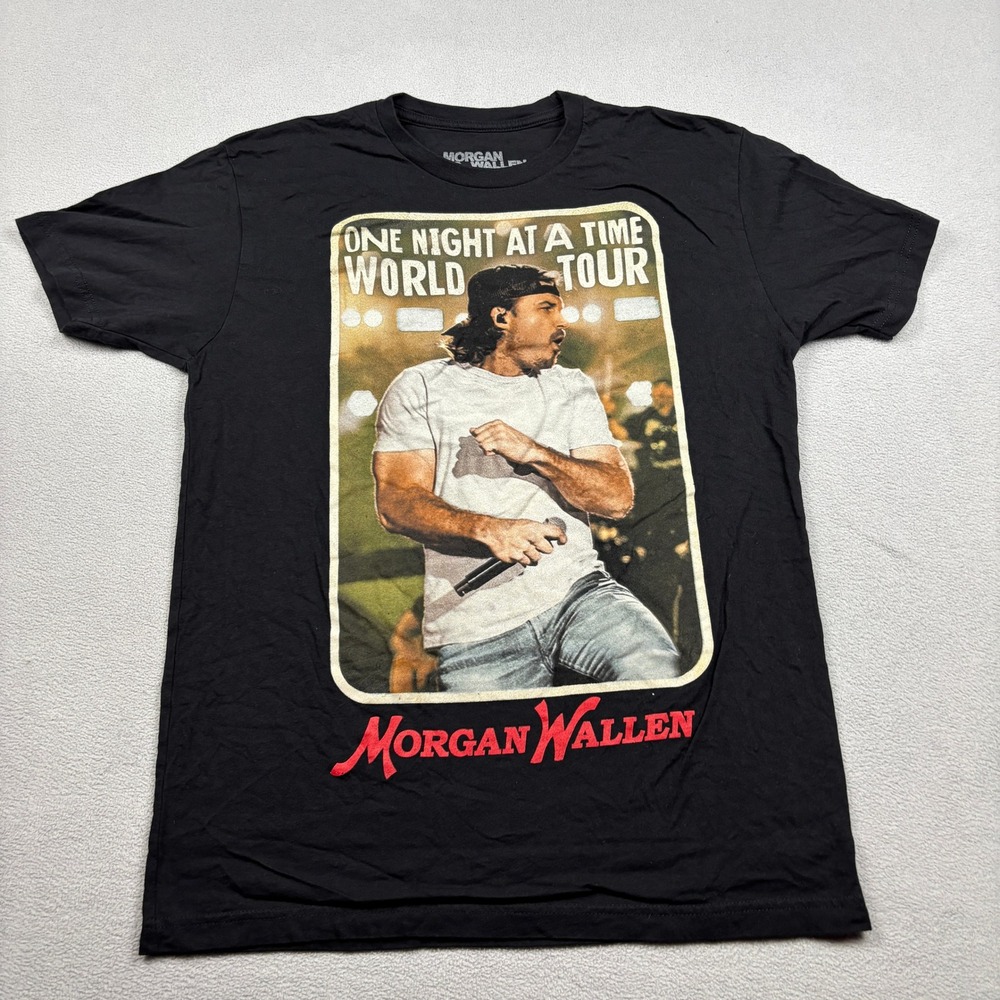 Morgan Wallen One Night At A Time World Tour T-Shirt Mens Medium Black Cotton